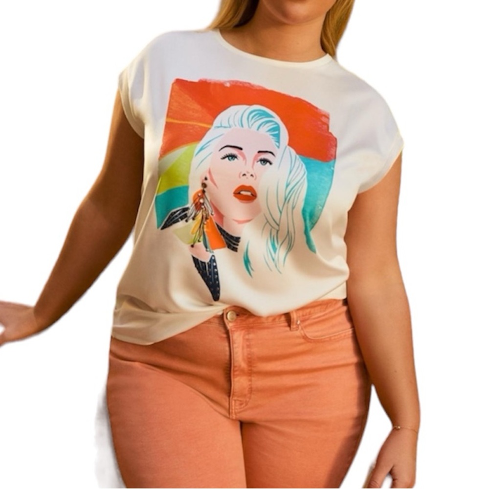 NWT Addition Elle woman pride graphic capped sleeve t-shirt stretch back 2XL